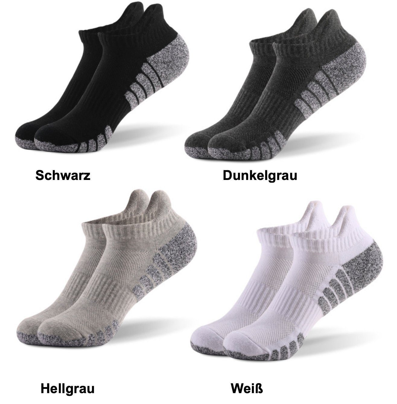 Blusmart Sportsocken 6 paare Premium unisex Kurzsocken (Sneakersocken Baumwolle, 6-Paar, Rutschfest, anti-Schweiß Technik) Sportliche, hochelastische Socken zum Radfahren und Laufen