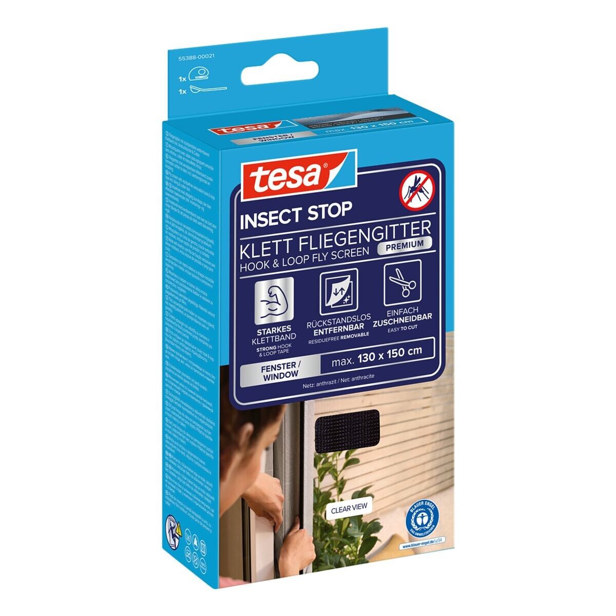 tesa Fliegengitter-Gewebe Insect Stop COMFORT, 130/150 cm, anthrazit