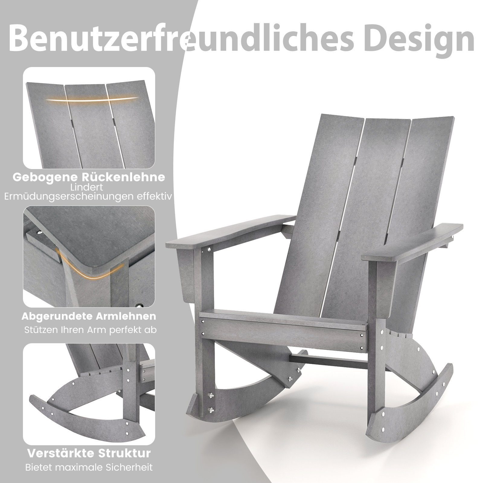 cm, Schaukelstuhl 150kg COSTWAY 93 bis 90 Gartenstuhl, x 55,5 x