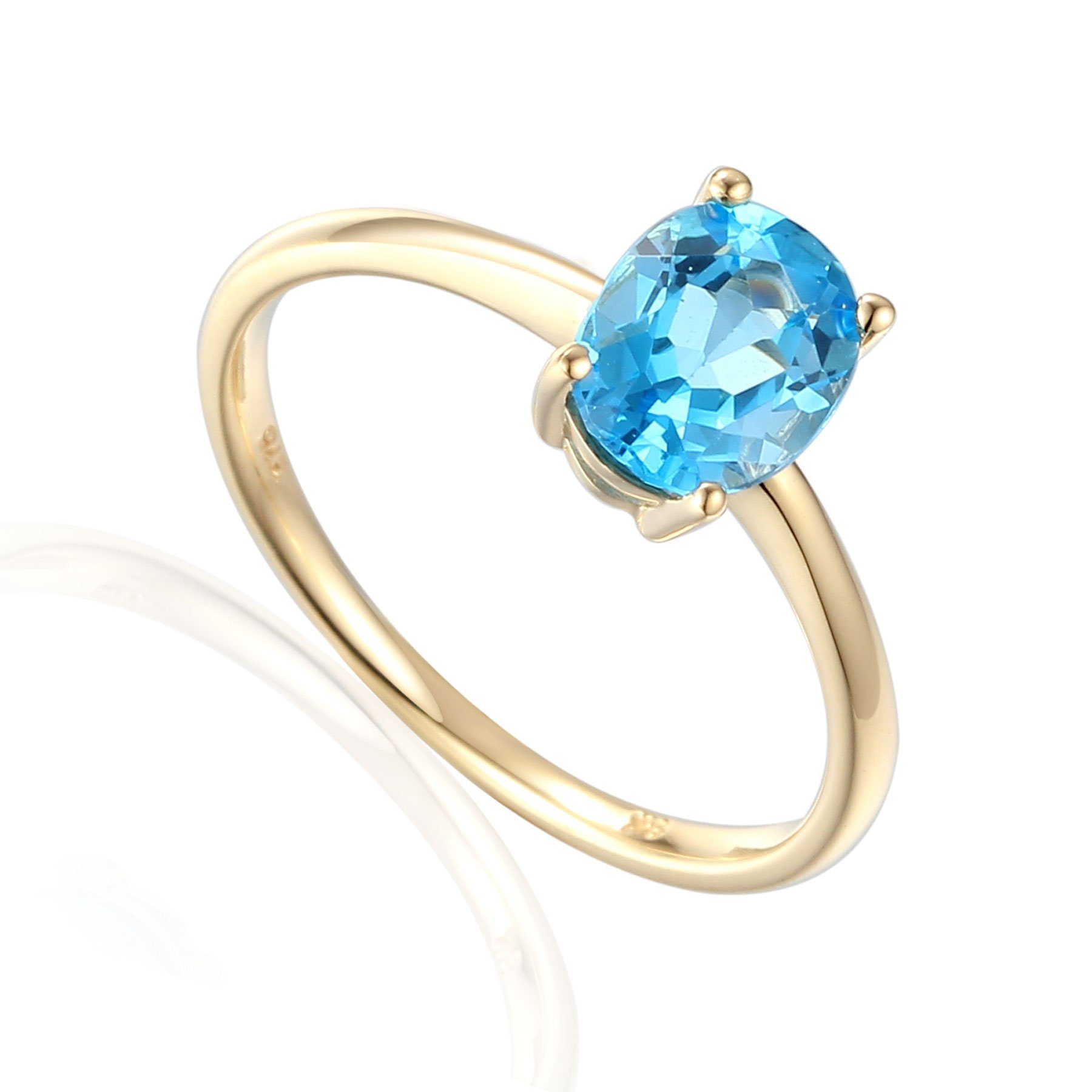 Stella-Jewellery Solitärring 585er Gelbgold Damenring mit Blautopas 1,53ct. (inkl. Etui, Edelsteinring), Blautopas 1,53ct.