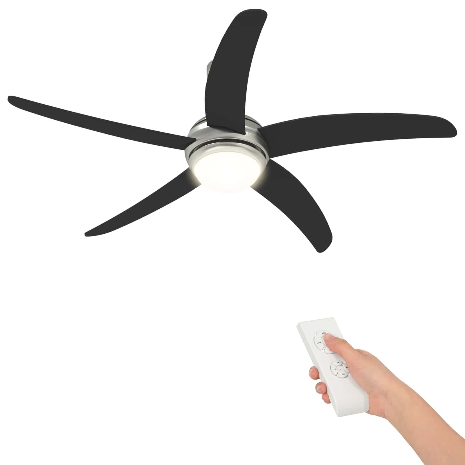 Deckenventilator 130 cm Deckenventilator mit Licht und Fernbedienung Ø 130 cm Schwarz