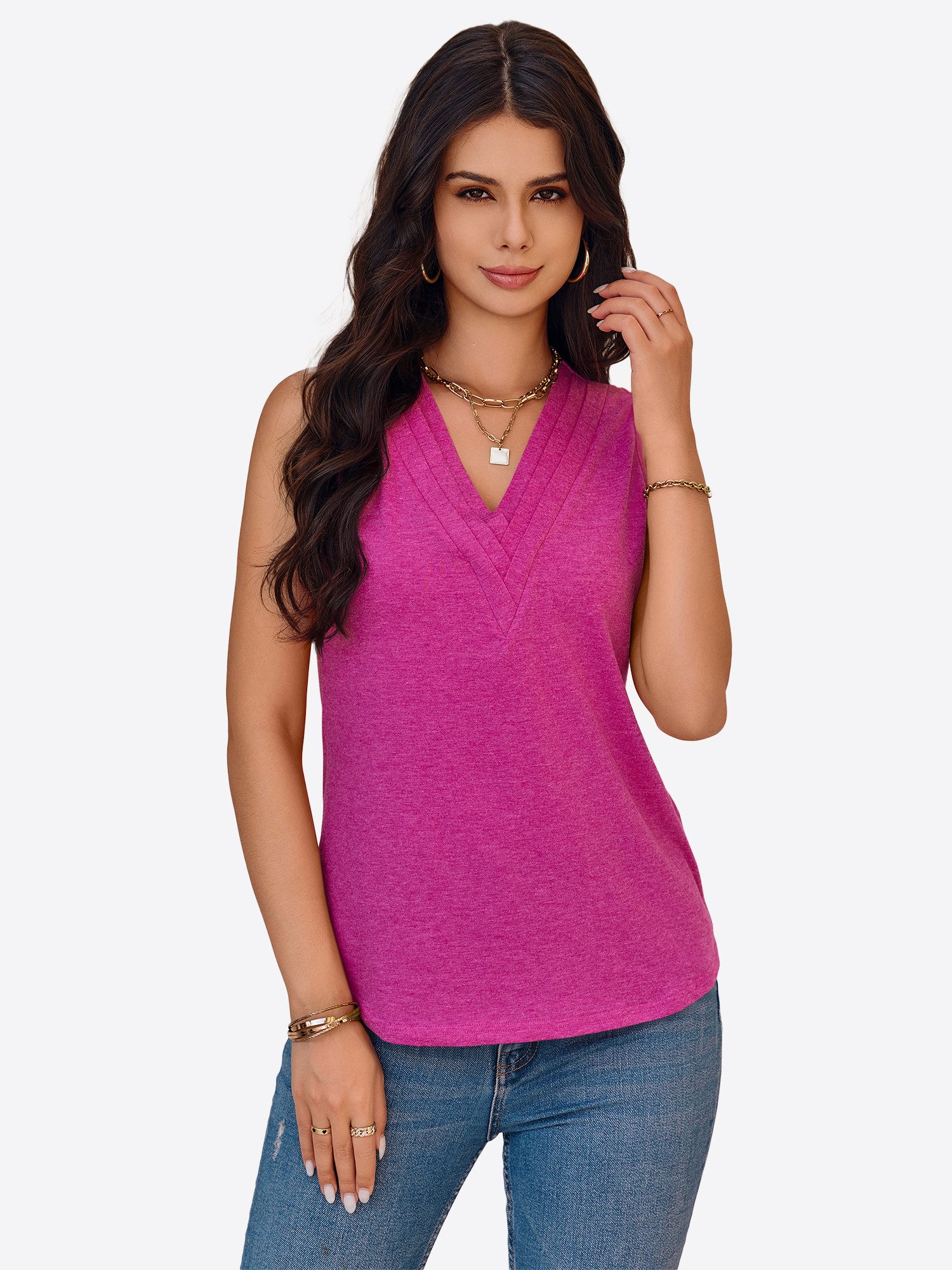 Imily Bela Tanktop Damen Lässige Hemden (Packung, 1-tlg., 1per-Pack) V-Ausschnitt