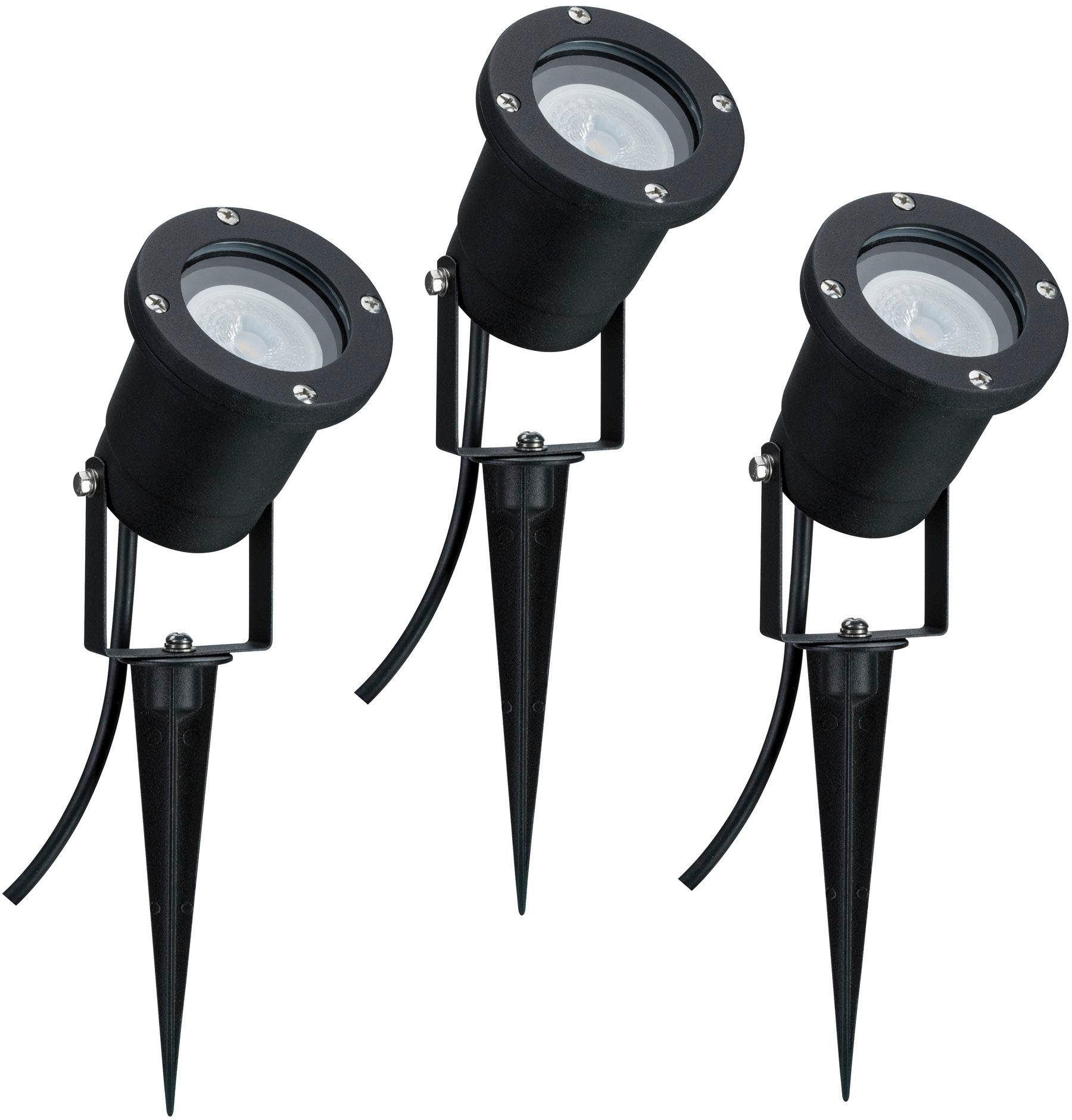 Paulmann LED Gartenstrahler Outdoor 230V Spotlight IP65 GU10 3x3,5W 230V 3000K Schwarz Aluminium, LED fest integriert, Warmweiß, GU10, IP65