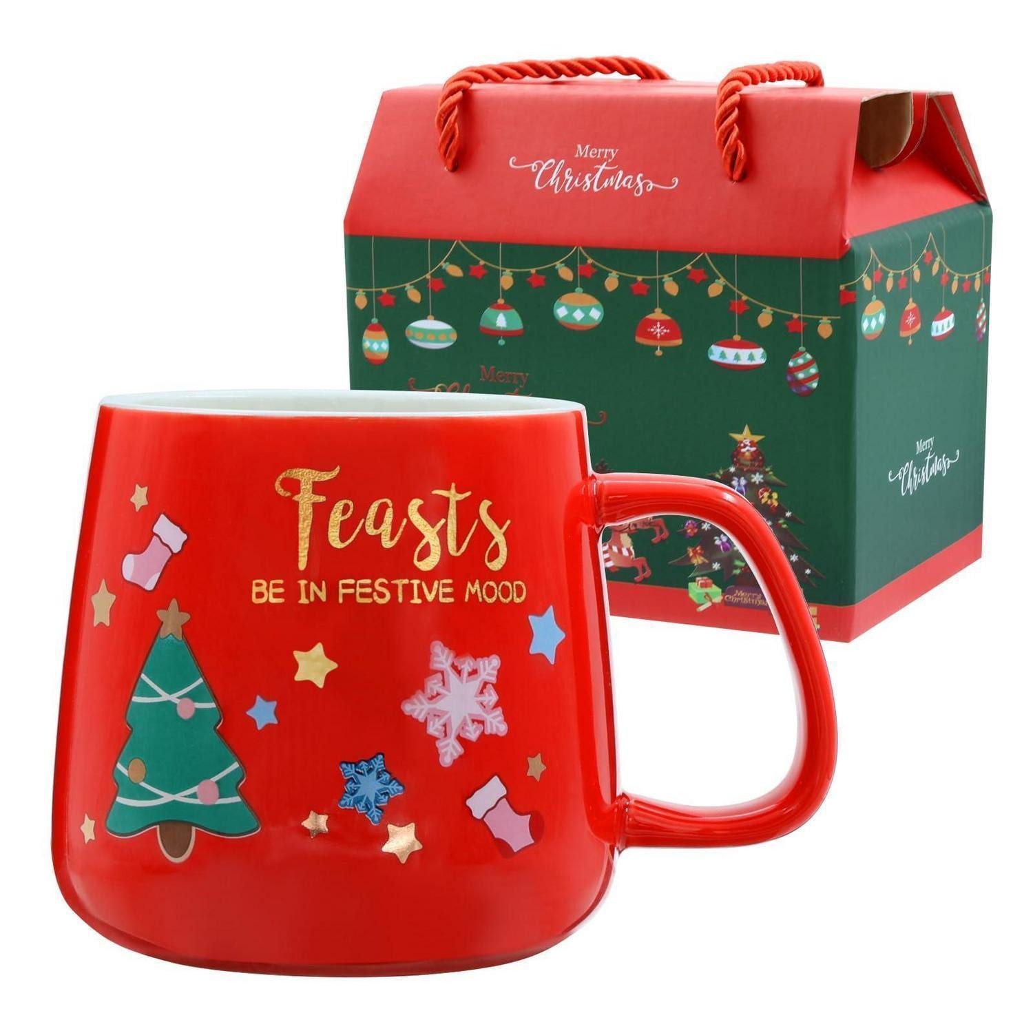 LuxusKollektion Tasse Weihnachtstasse Keramik Kaffeetasse mit Henkel 250ml, Keramik