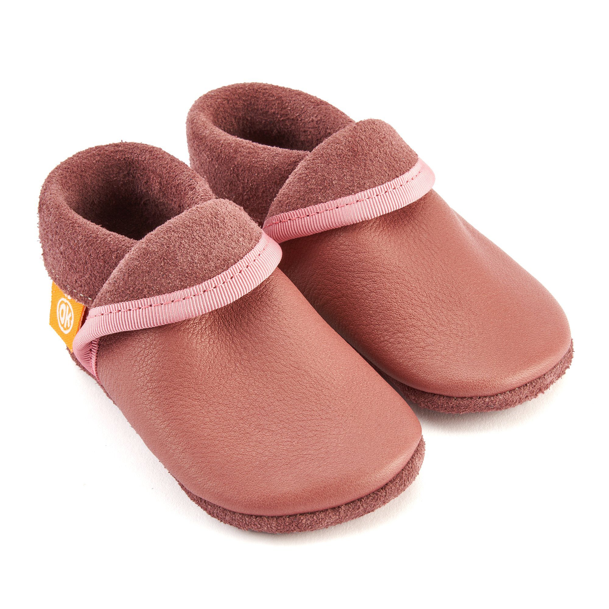 Orangenkinder® Klassik Lila Baby Krabbelschuh 100% pflanzlich gegerbtes Leder, Made in Germany, Atmungsaktiv