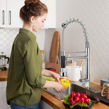 BlingBin Spültischarmatur Wasserhahn Küche Küchenarmatur mit Brause 360° schwenkbar (1er Set, 1-St., Mischbatterie) mit Brause 360° schwenkbar