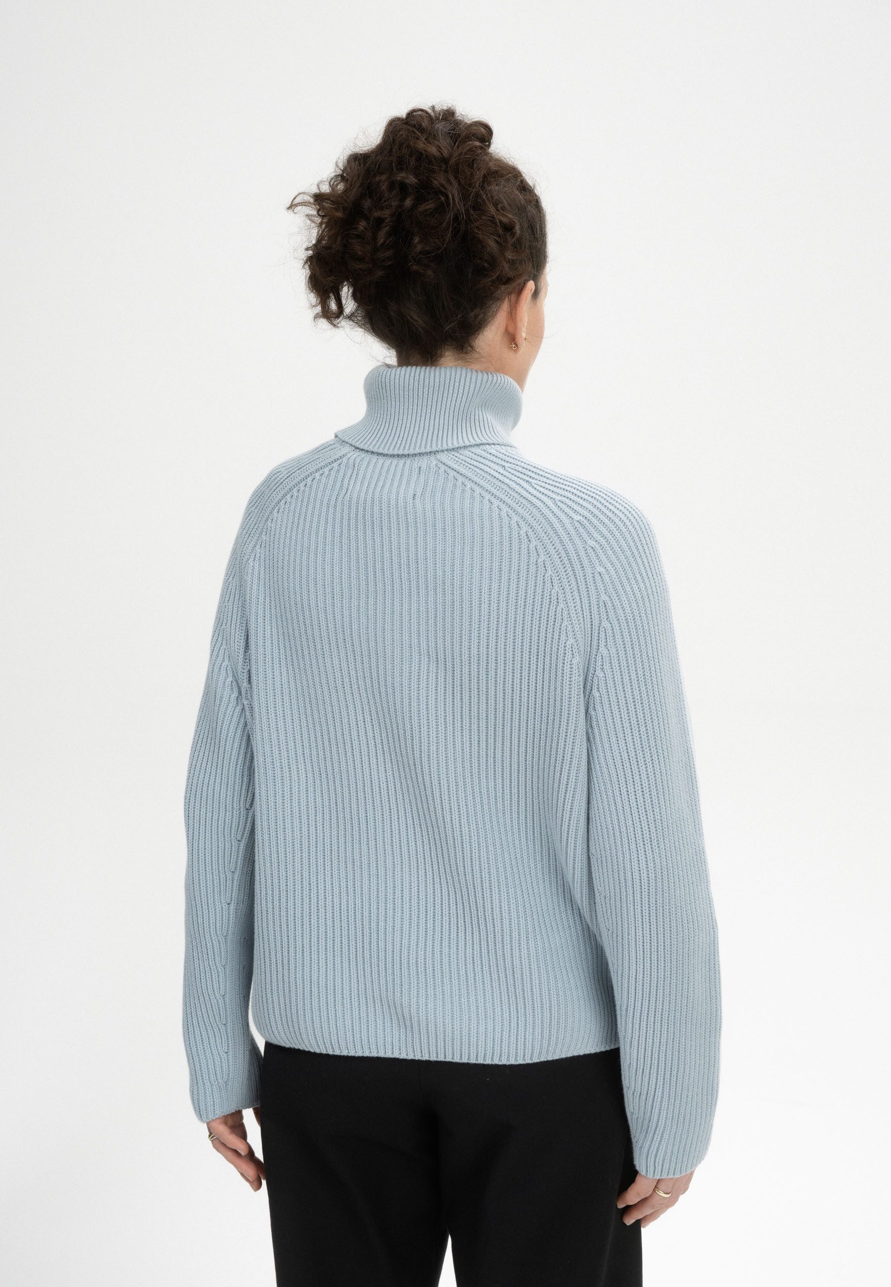 MELA Strickpullover Rippstrick Rollkragenpullover Style CHIRHA Raglanärmel
