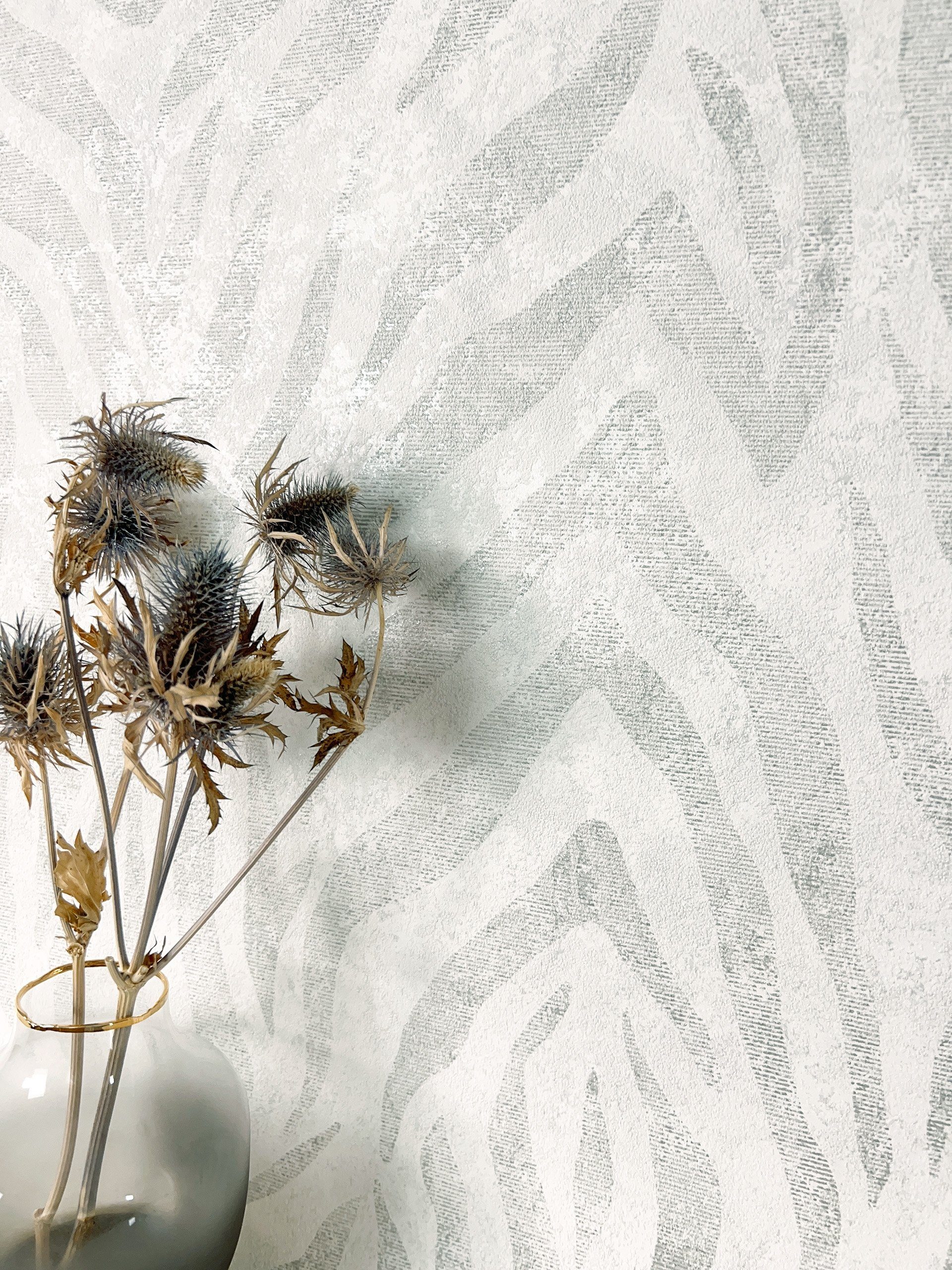 Newroom Vliestapete, Weiß Tapete Modern Streifen - Mustertapete Zebra Grau günstig online kaufen