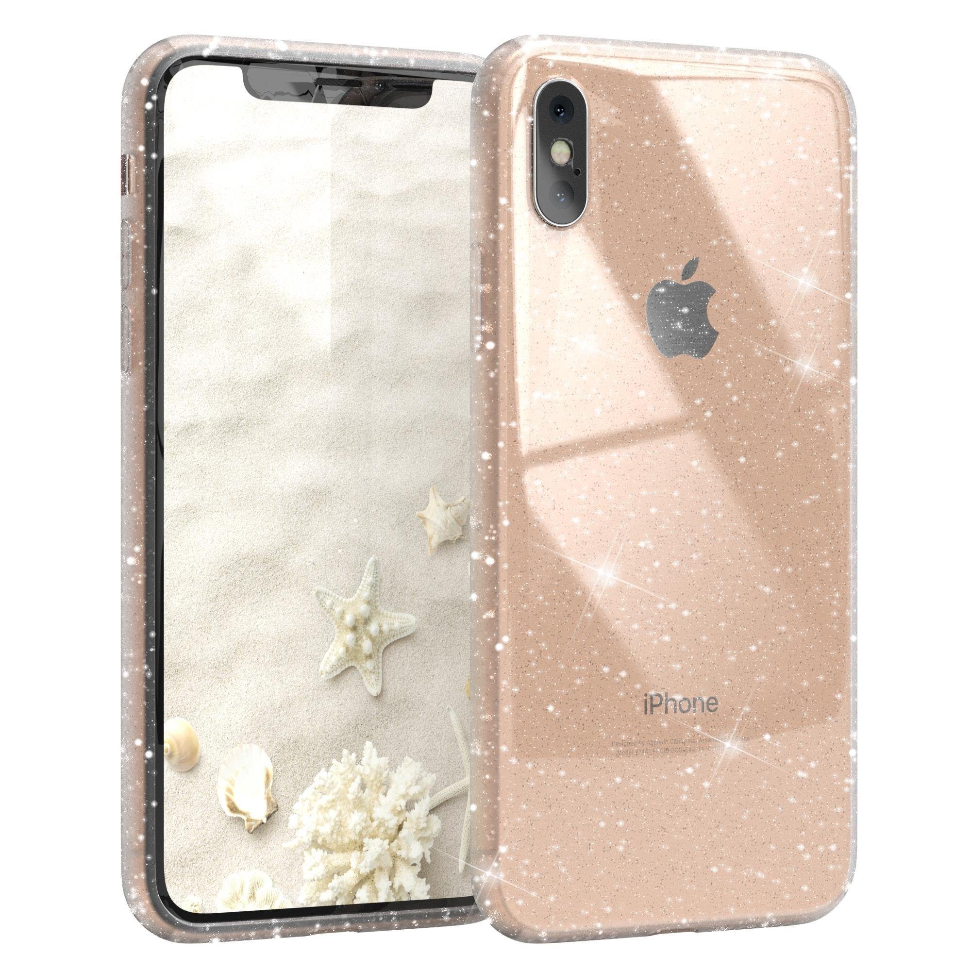 EAZY CASE Handyhülle Glitter Case für Apple iPhone X / iPhone XS 5,8 Zoll, Silikon Schutzhülle mit Glitzer stoßfeste TPU Bling Durchsichtig Klar