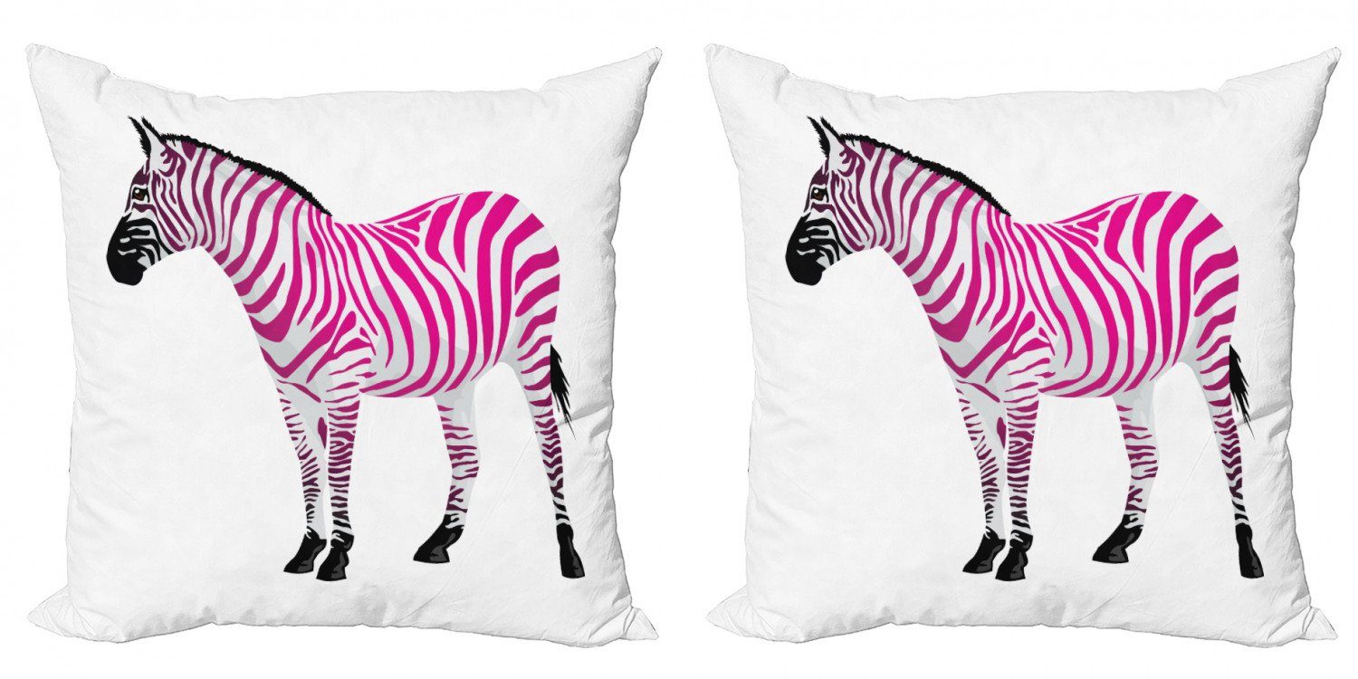 (2 Kissenbezüge Abakuhaus Zebra Stück), Tierkunst Doppelseitiger Modern Savannah Digitaldruck, Accent
