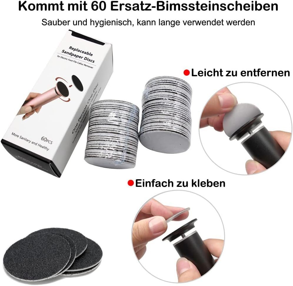 DOPWii Pediküre Hornhautentferner Fußschleifmaschine, Schwarz 60*Ersatzklingen Elektrischer Elektrische