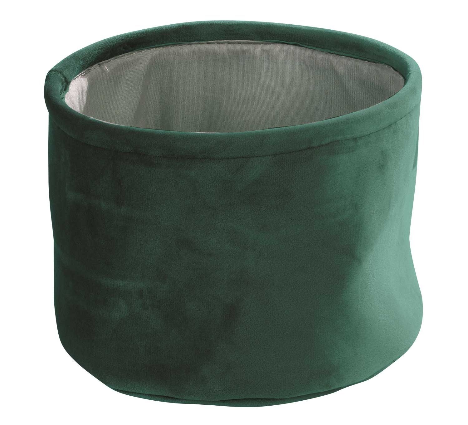 Home4You Aufbewahrungskorb, Grün, Samt, Polyester, Ø 22 x H 16 cm, unifarben