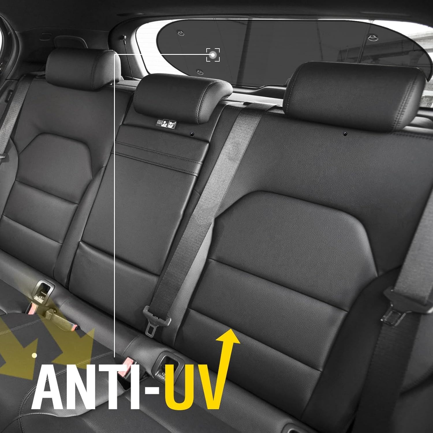 FELIXLEO Autosonnenschutz Sonnenschutz Heckscheibe Auto, Faltbare Mesh Blende 4 Saugnäpfe 100x50 – Bild 2 von 5