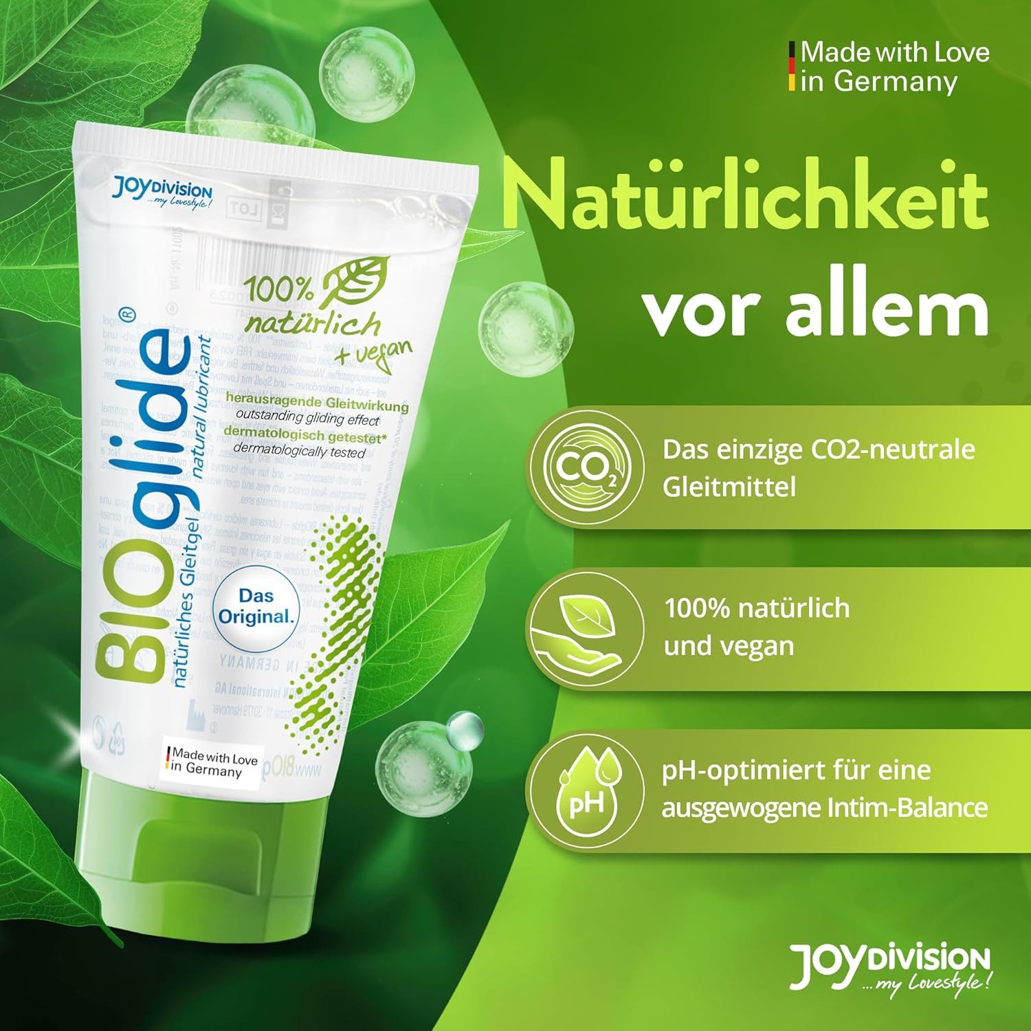 JOYDIVISION Gleitgel BIOglide Original, Biogleitgel, zertifizierte Naturkosmetik, vegan, natürliche Inhaltsstoffe