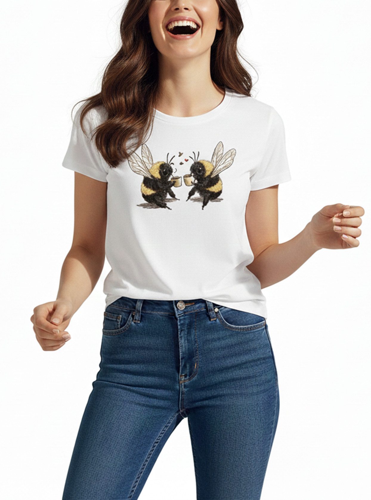 MAKAYA T-Shirt Witziges Kurzarm Top für Frauen - Lustiges Design für Freundinnen (Weiß, S, M, L, XL) Baumwolle