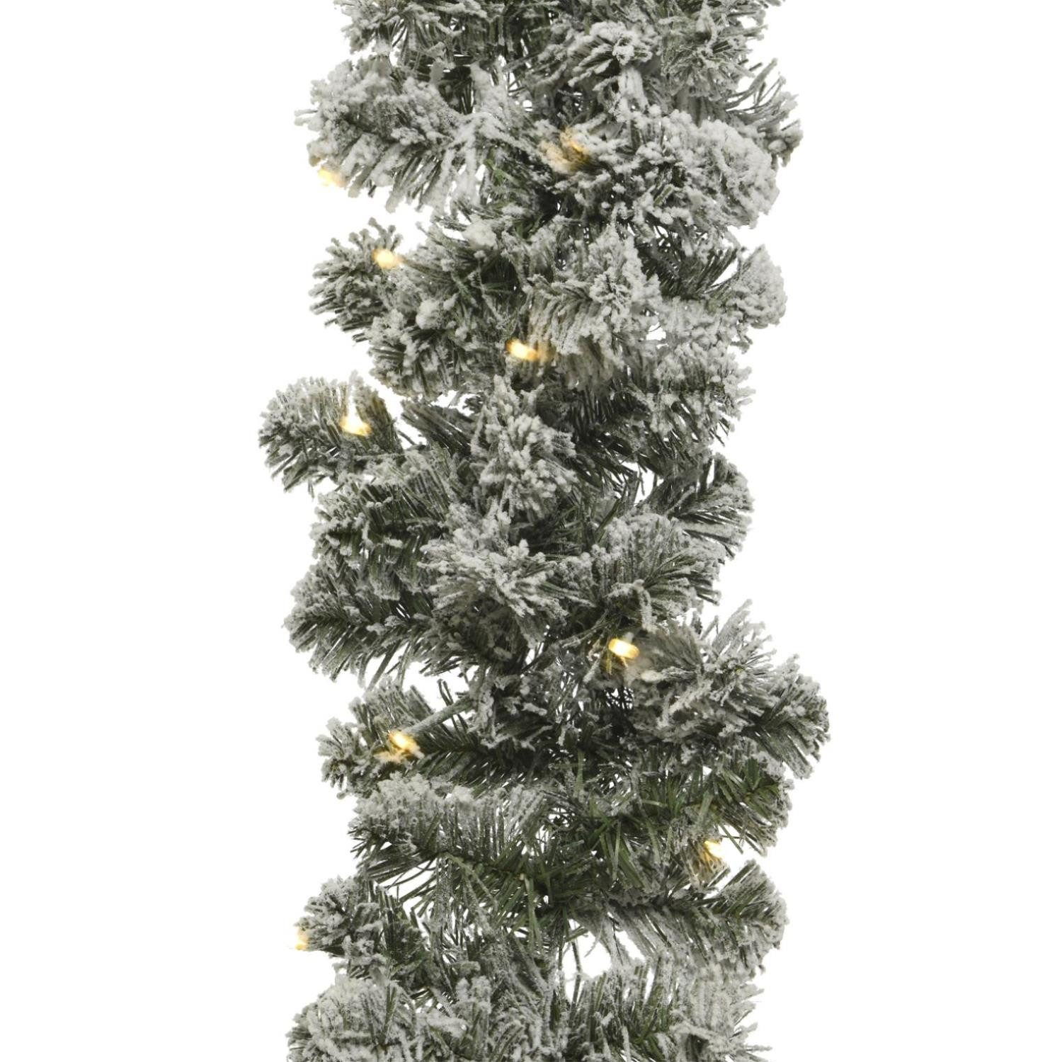 MARELIDA LED-Girlande LED Tannengirlande Schneeoptik Timer Batterie Weihnachten Außen, 50-flammig