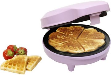 bestron Waffeleisen ASW217pink Sweet Dreams, 700 W, für klassische Herzwaffeln, mit Antihaftbeschichtung, Retro Design