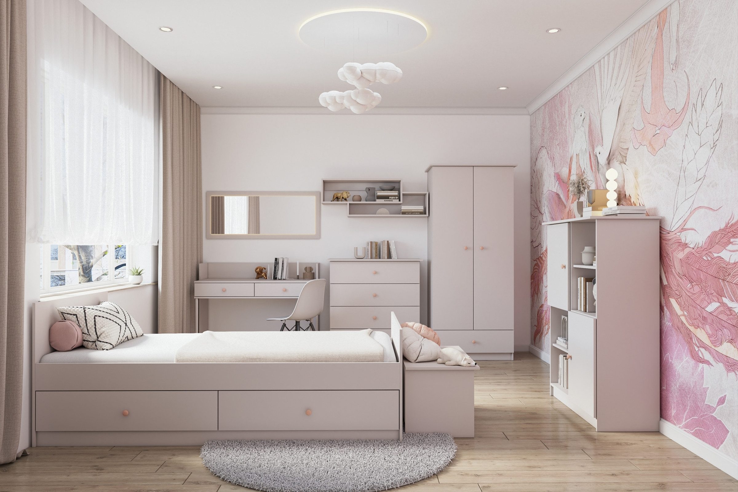 Deine Möbel 24 Hängeregal OSCAR Wandregal 100 cm breit, Set 2-tlg., Kinderzimmer Jugendzimmer Jungenzimmer Mädchenzimmer