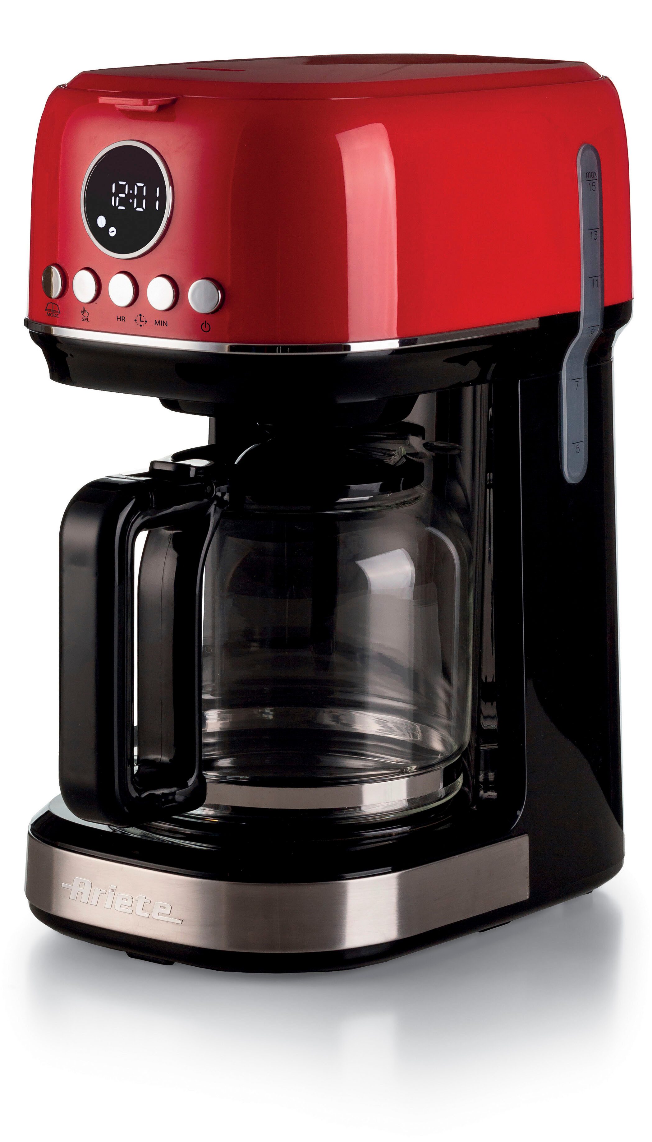 Filterkaffeemaschine 1396R Moderna rot,1,5 L mit Timer, Programmwahl und Warmhaltefunktion