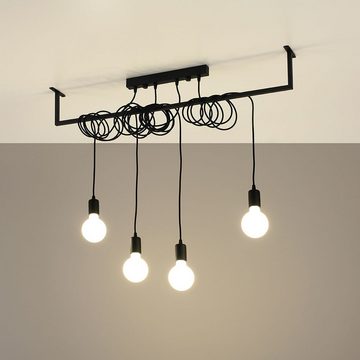 etc-shop Pendelleuchte, Leuchtmittel nicht inklusive, Hängelampe Höhenverstellbar schwarz Hängelampe Balken Lampen