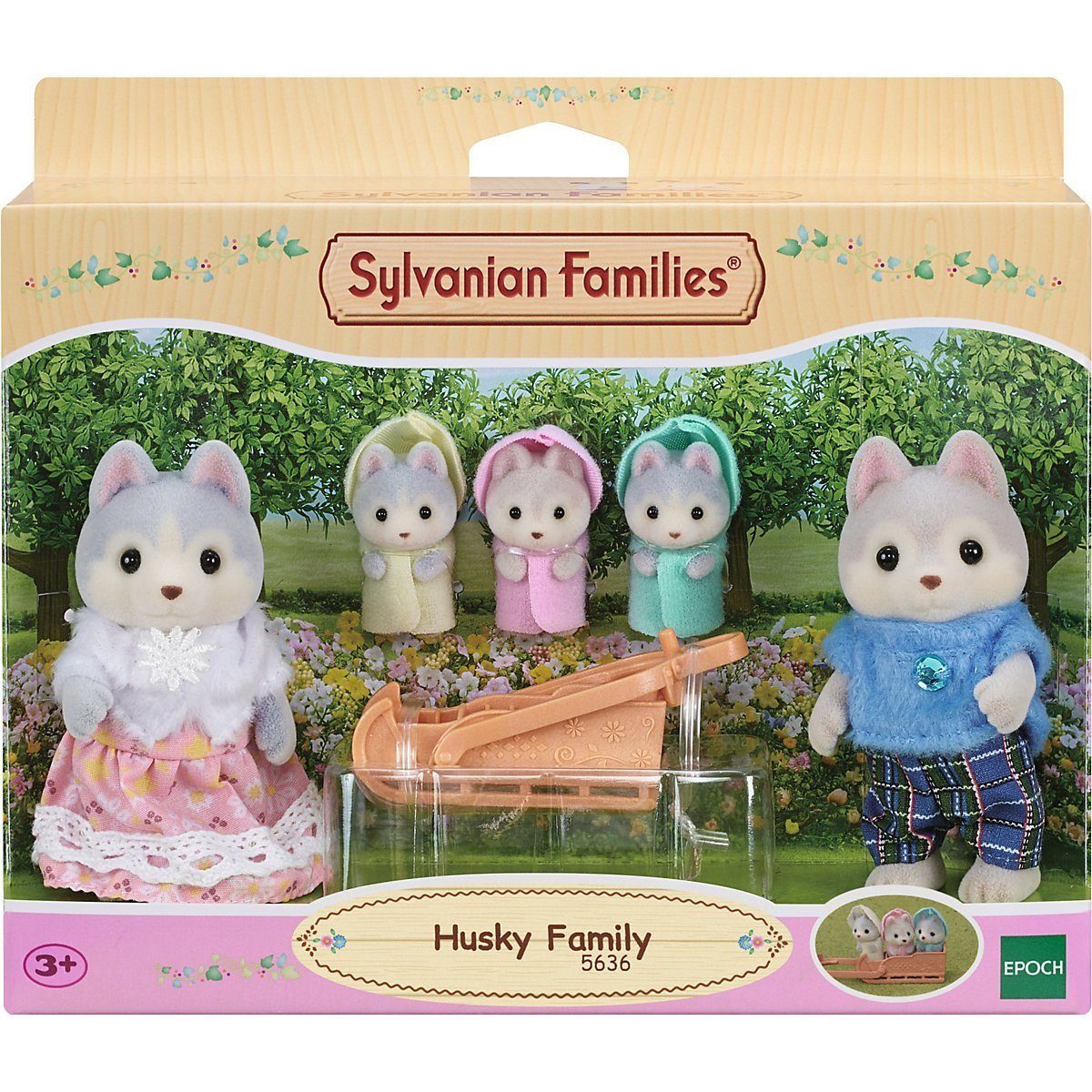 Epoch Families Figuren 3 Minipuppe "Husky Familie" Sylvanian (Set) Jahren ab Games 5