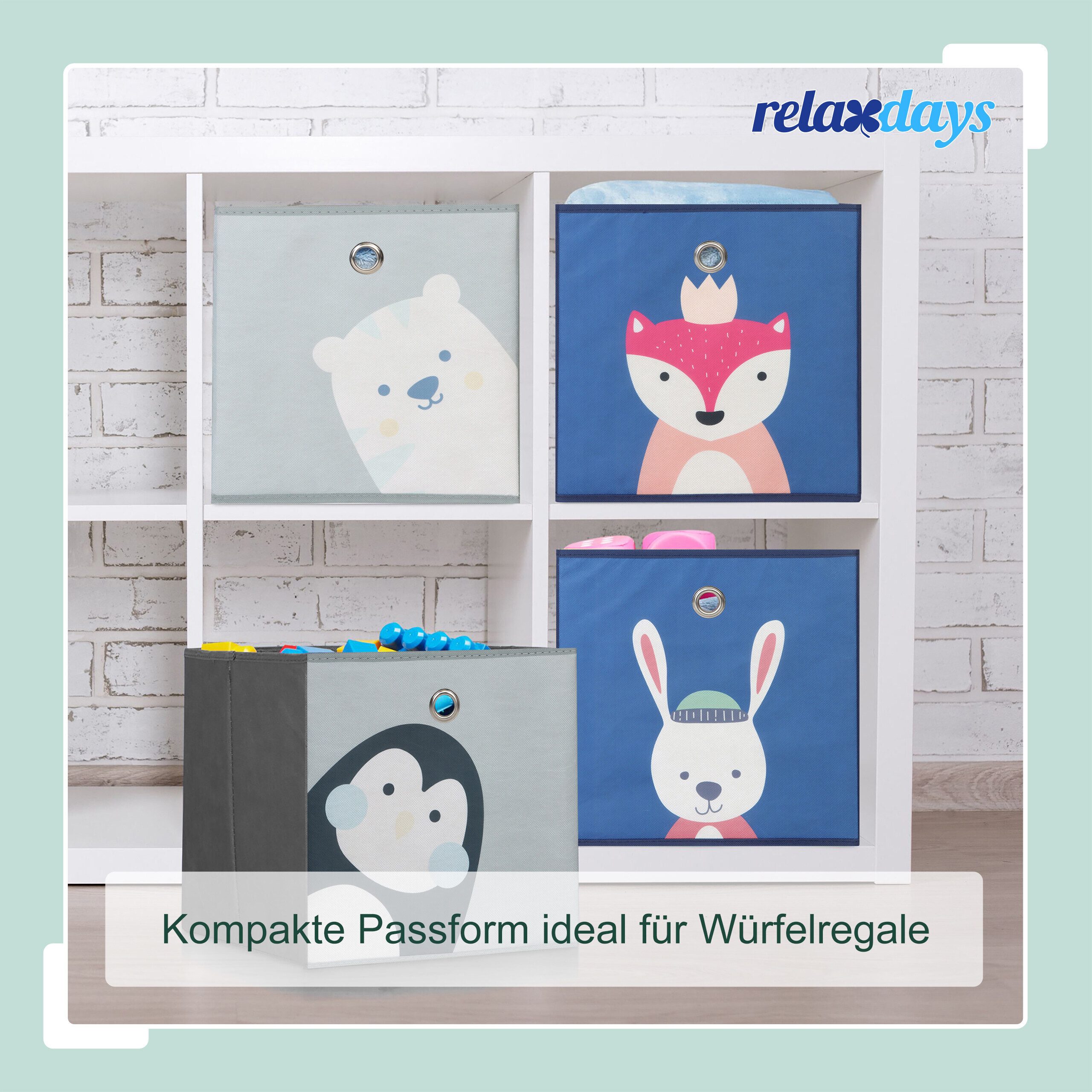 relaxdays Faltbox Kinder Aufbewahrungsboxen im 4er Set (4 St), B – Bild 2 von 5
