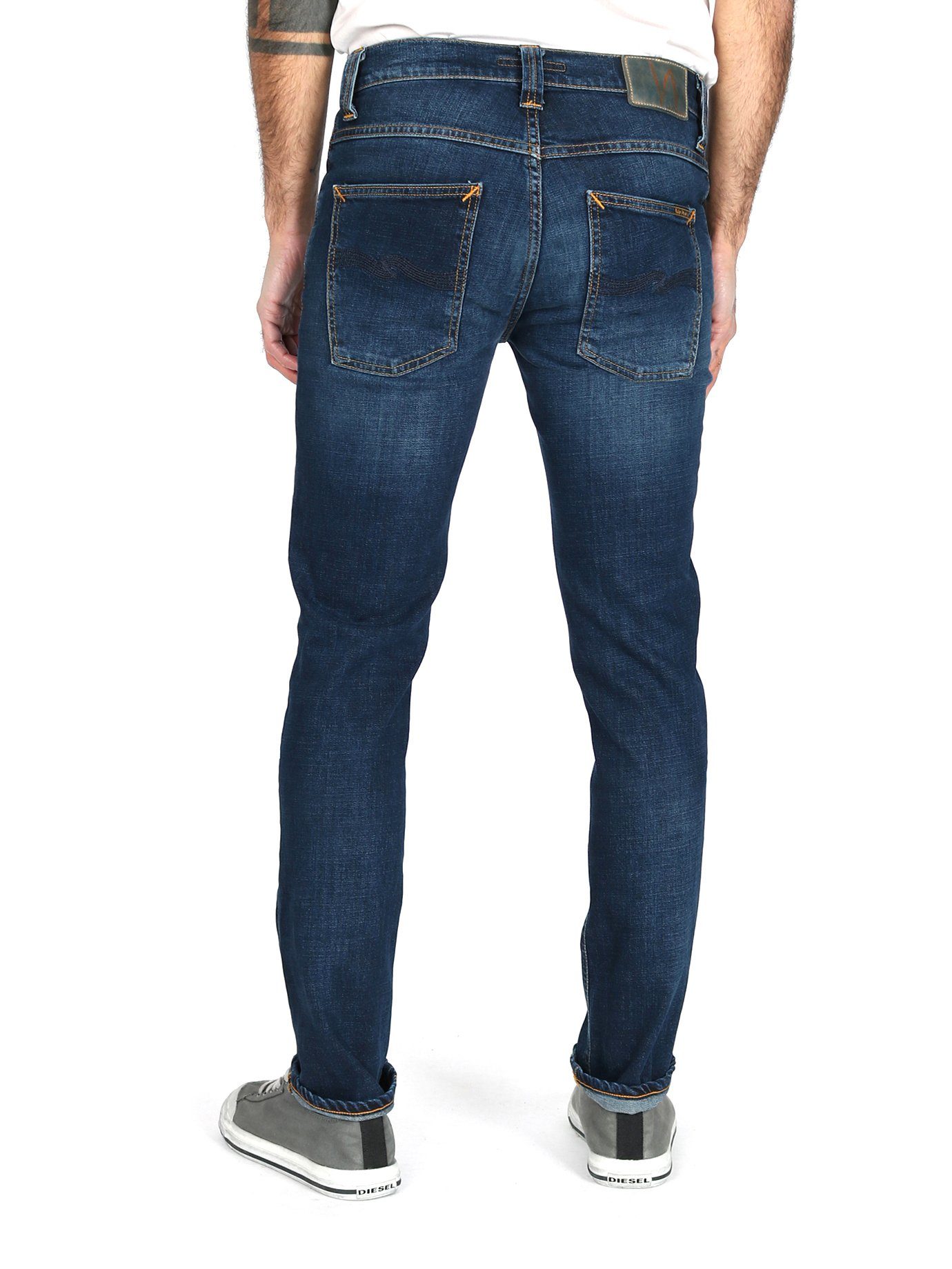 Grim - Jeans aus Nudie Bio-Baumwolle Stretch Crosshatch Tim Hose Slim-fit-Jeans