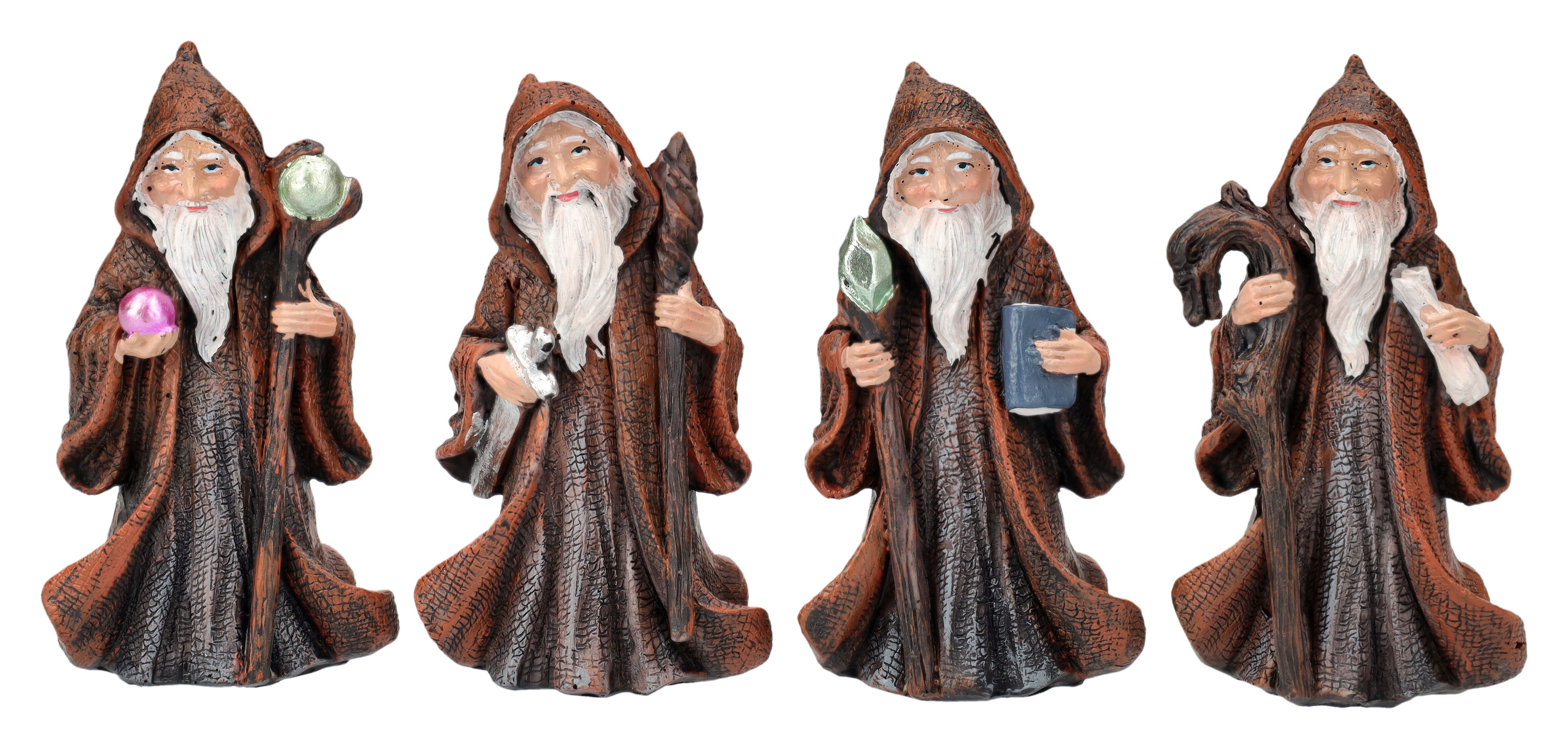 Figuren Shop GmbH Dekofigur Zaubererfiguren Set - Magisches Quartett - magische Deko Zauberer