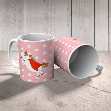 Mr. & Mrs. Panda Kinderbecher Einhorn Super - Rot Pastell - Geschenk, Unicorn, Kaffeetasse, Outdoor, Kunststoff, Mikrowellenbeständig