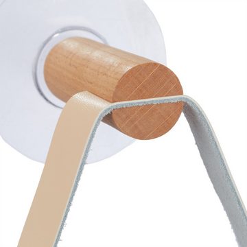relaxdays Toilettenpapierhalter Toilettenpapierhalter Holz mit Band