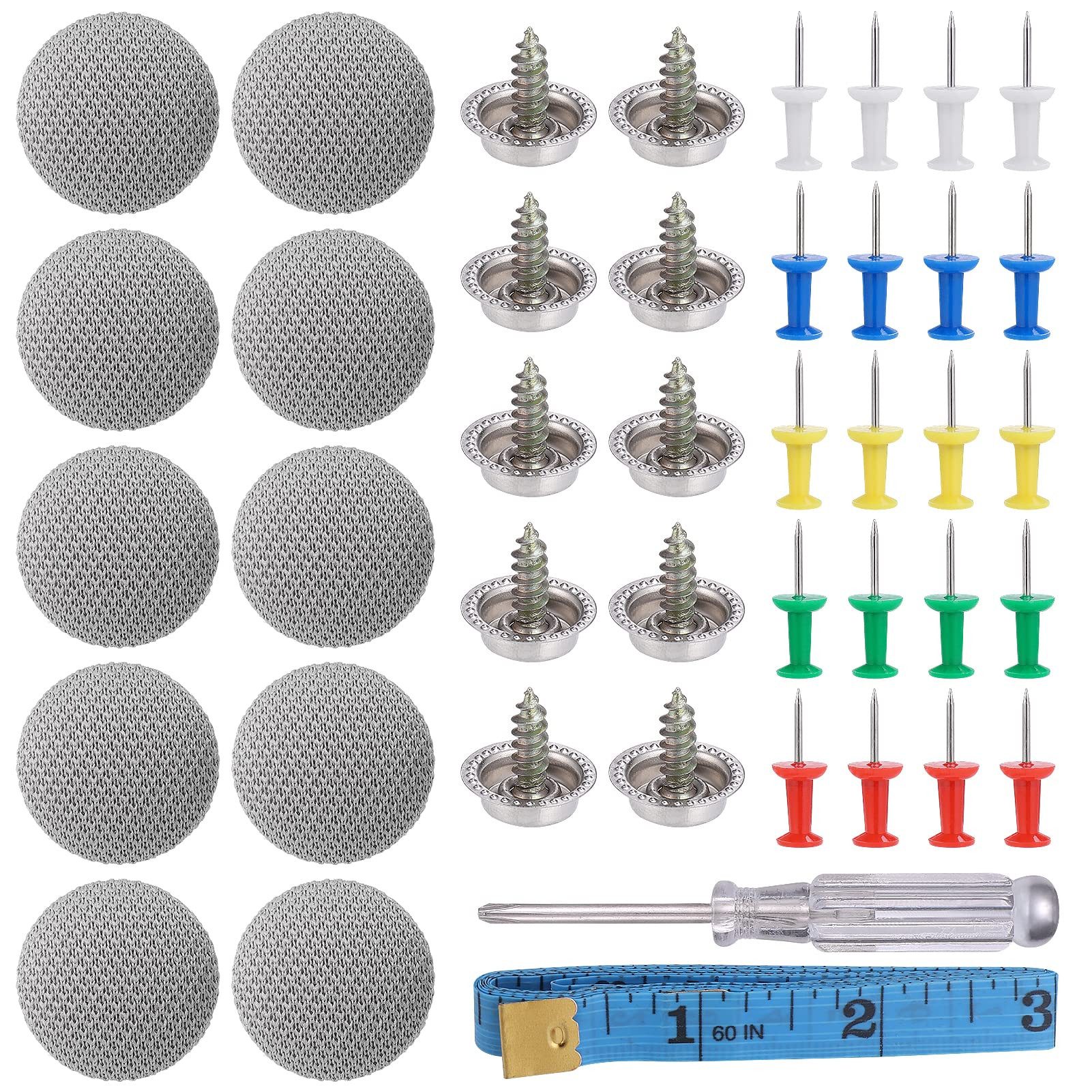 FOUORTUNATE-BEE Reparatur-Set 65 Stück Dachhimmel Reparatur Set, KFZ Reparatur Nieten,Auto Dachhimmel Reparatur Knopf,Auto Dach Nieten,Auto Dachhimmel Reparatur,mit Stecknadeln Schraubendreher Maßband für Alle Autos