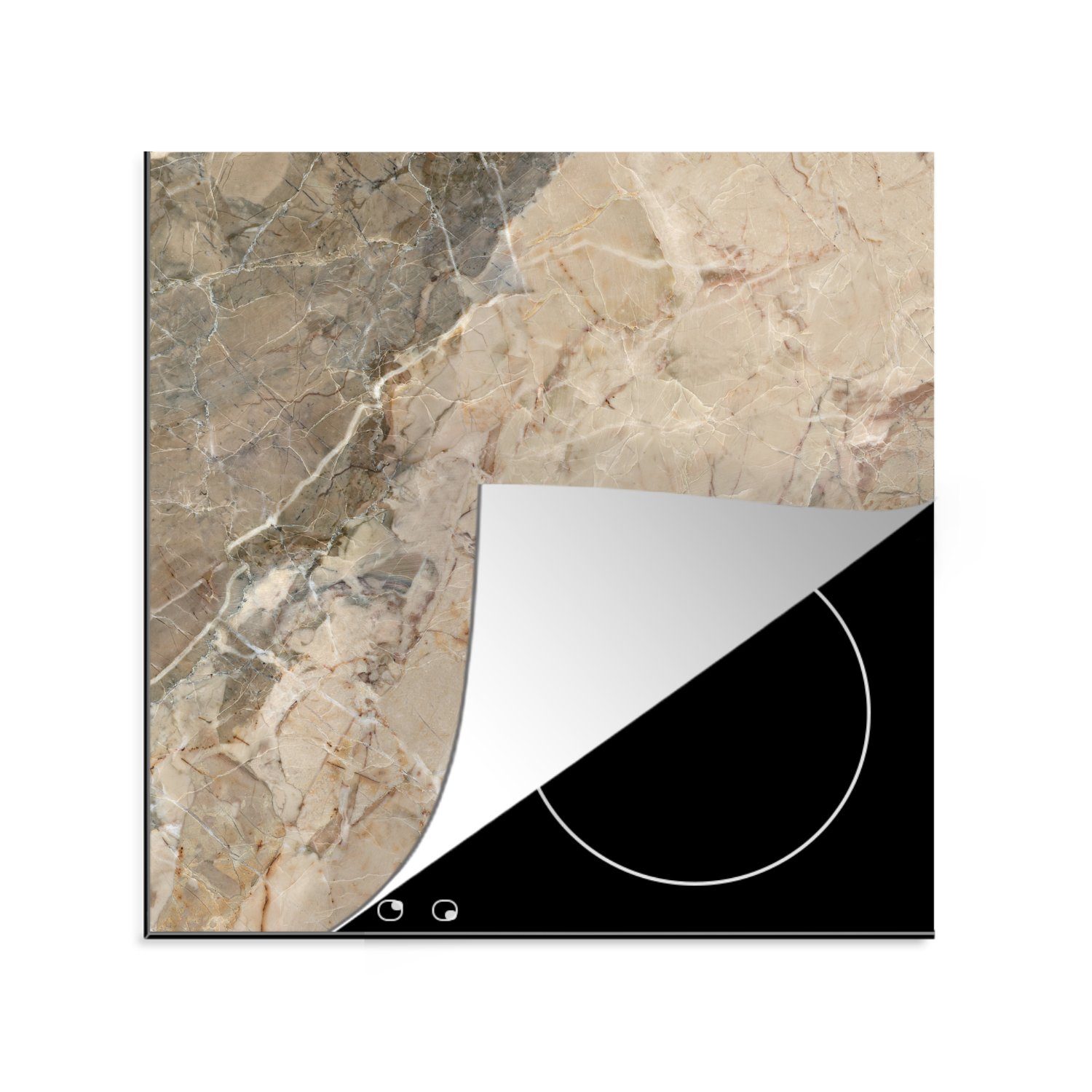 MuchoWow Herdblende-/Abdeckplatte Granit - Gelb - Braun - Pflastersteine, Vinyl, (1 tlg), 78x78 cm, Ceranfeldabdeckung, Arbeitsplatte für küche