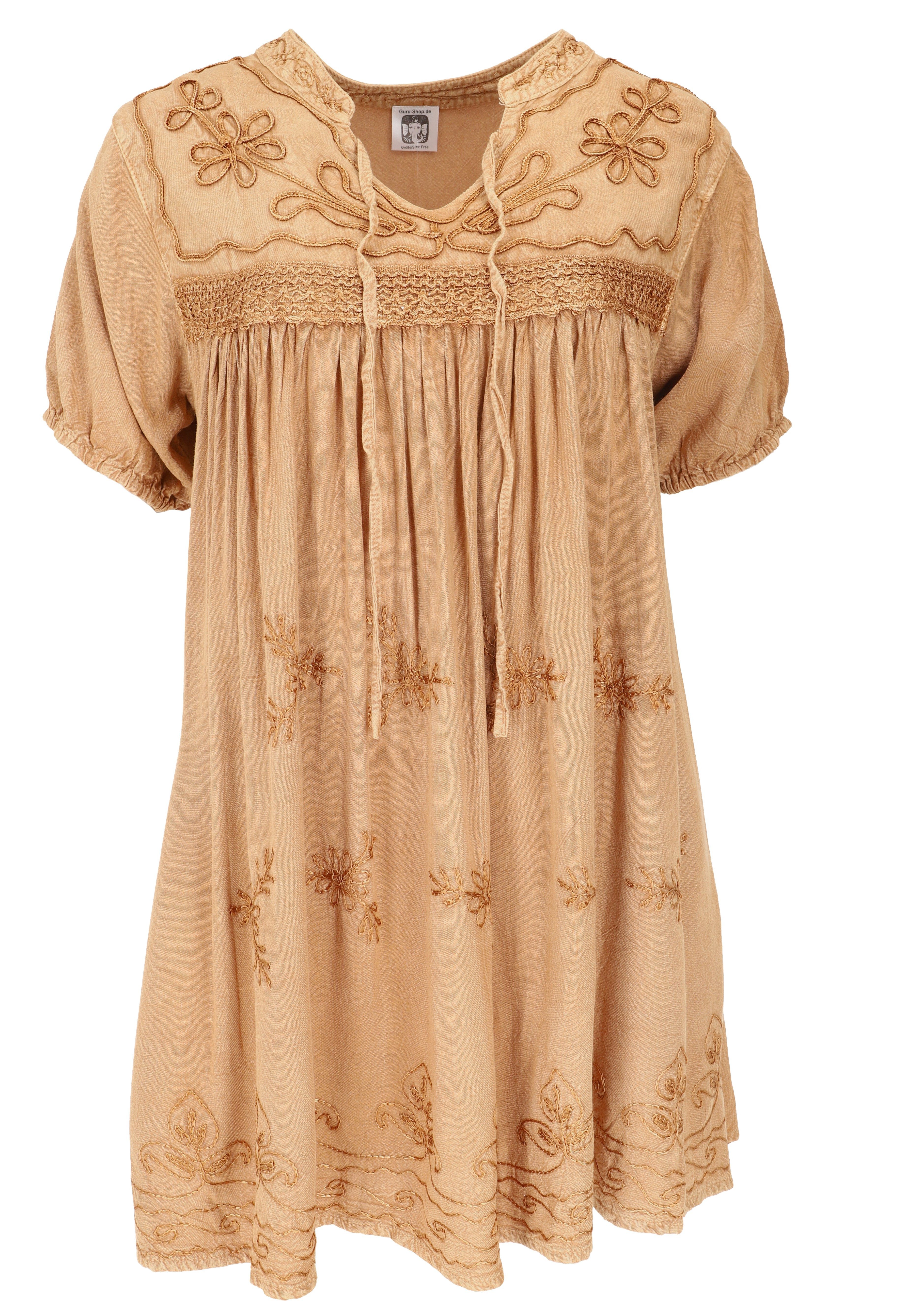Guru-Shop Longbluse Bestickte indische Boho Bluse, sommerliche.. alternative Bekleidung