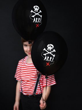 partydeco Luftballon, Luftballons Piraten 30cm schwarz 6er Set