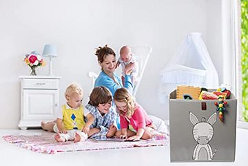 Centi Faltbox Aufbewahrungsboxen Kinder, Spielzeugkiste für Kallax Boxen (Spar Set, 3 St., 33x33x33cm grau), mit Schlaufe zum Herausziehen, aufbewahrung Kinderzimmer, abwaschbar