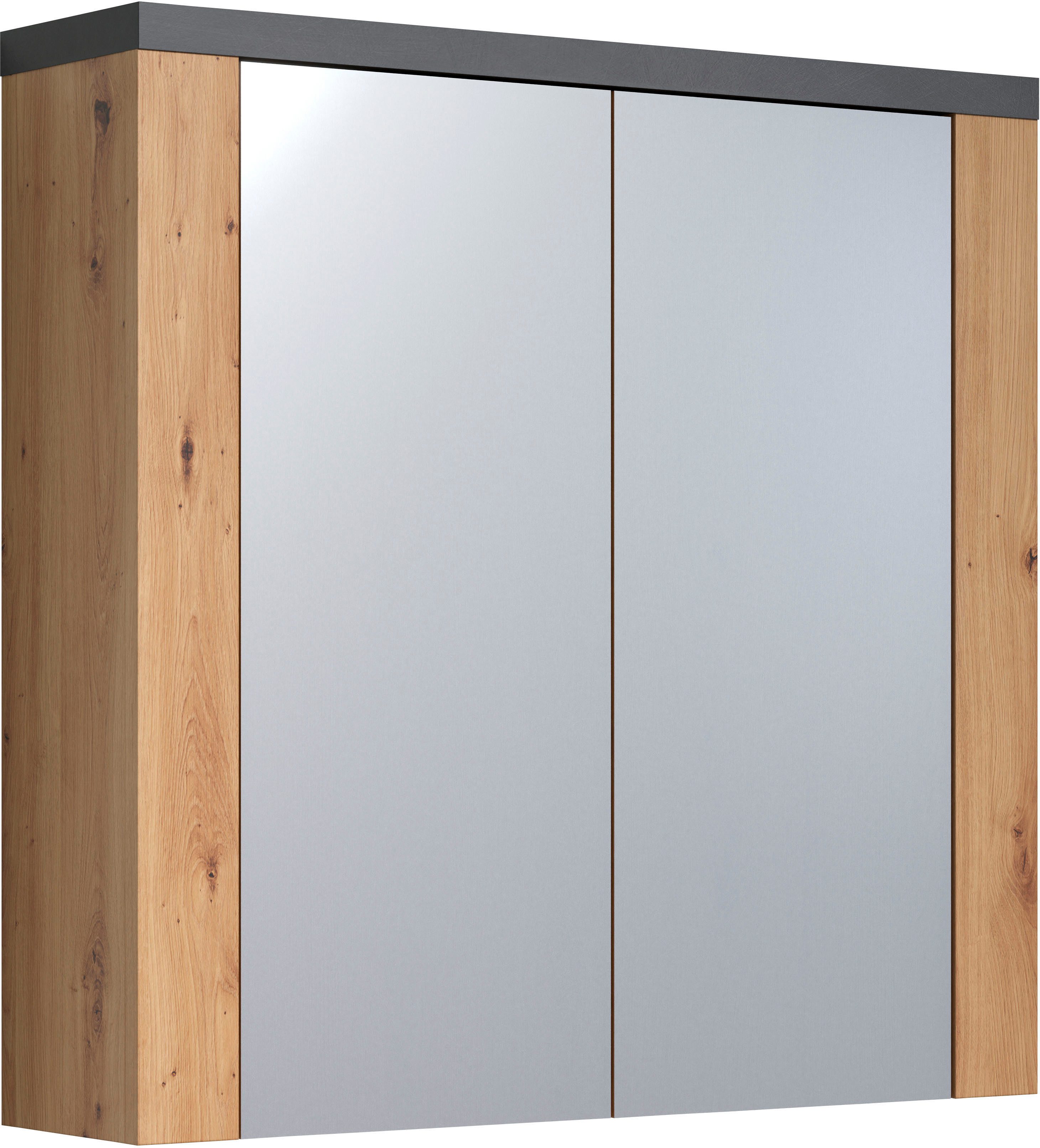 welltime Spiegelschrank Ambres Badspiegel in matter Echtholzoptik - Maße (B/T/H) 79/20/78 cm