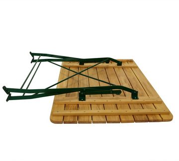 TPFGarden Gartentisch BAD BELZIG (Robuster Garten Holztisch, 1-St., Outdoor Garten-Esstisch 110x70cm Holz (aus Robinienholz), Gestell Flachstahl dunkelgrün - Rechteckig - klappbar - Hochwertig