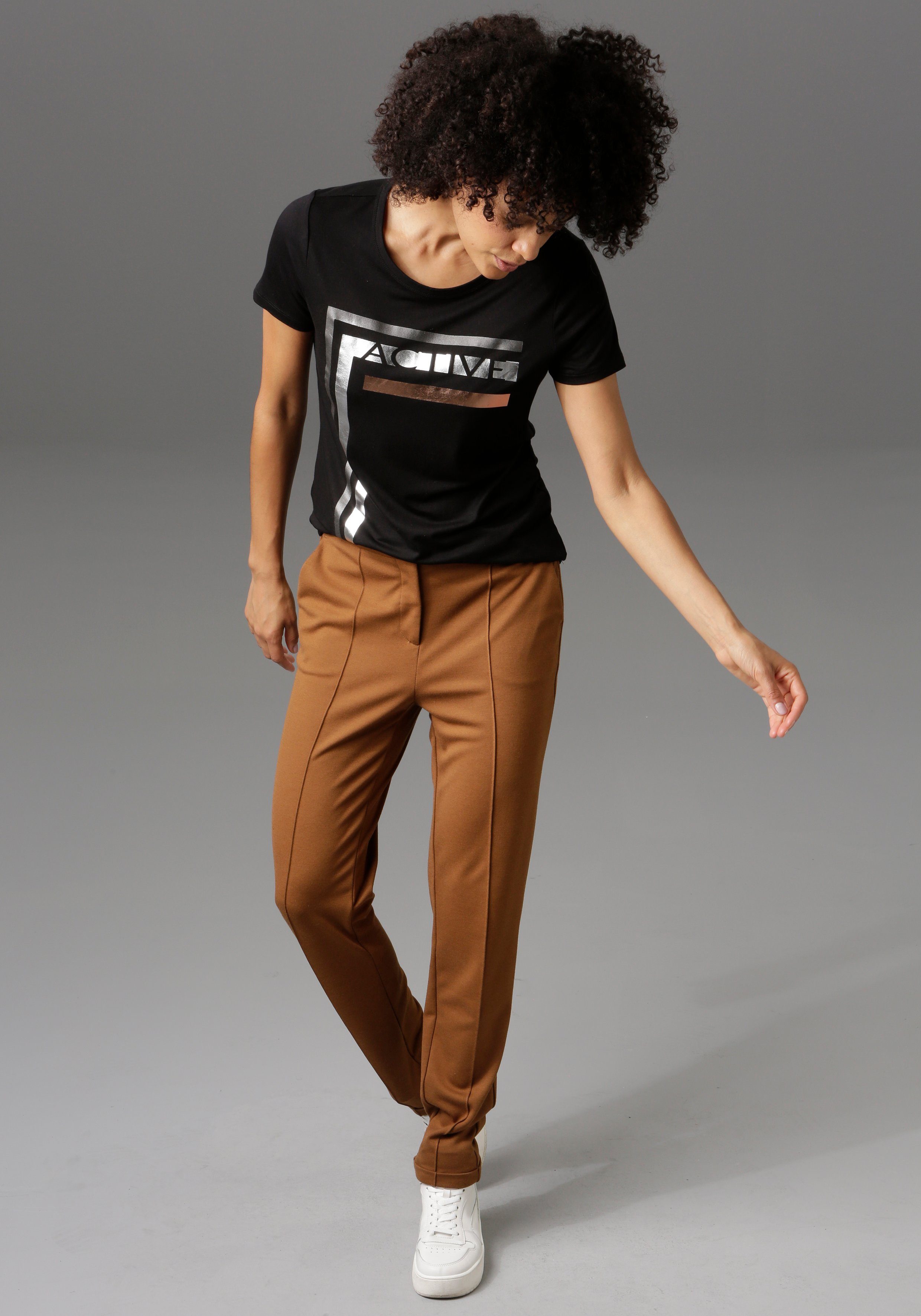 Aniston CASUAL Jerseyhose mit Biesen verziert