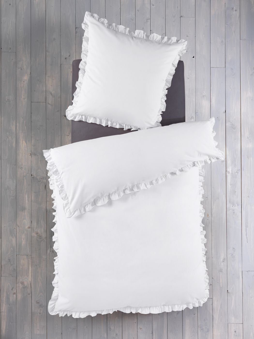 Optidream Bettwäsche Set Renforcé 135x200 Baumwolle weiss weiss, Renforcé, 2 teilig, Sommer Geschenke Idee Frauen Männer weich sale Reißverschluss Partner – Bild 2 von 3