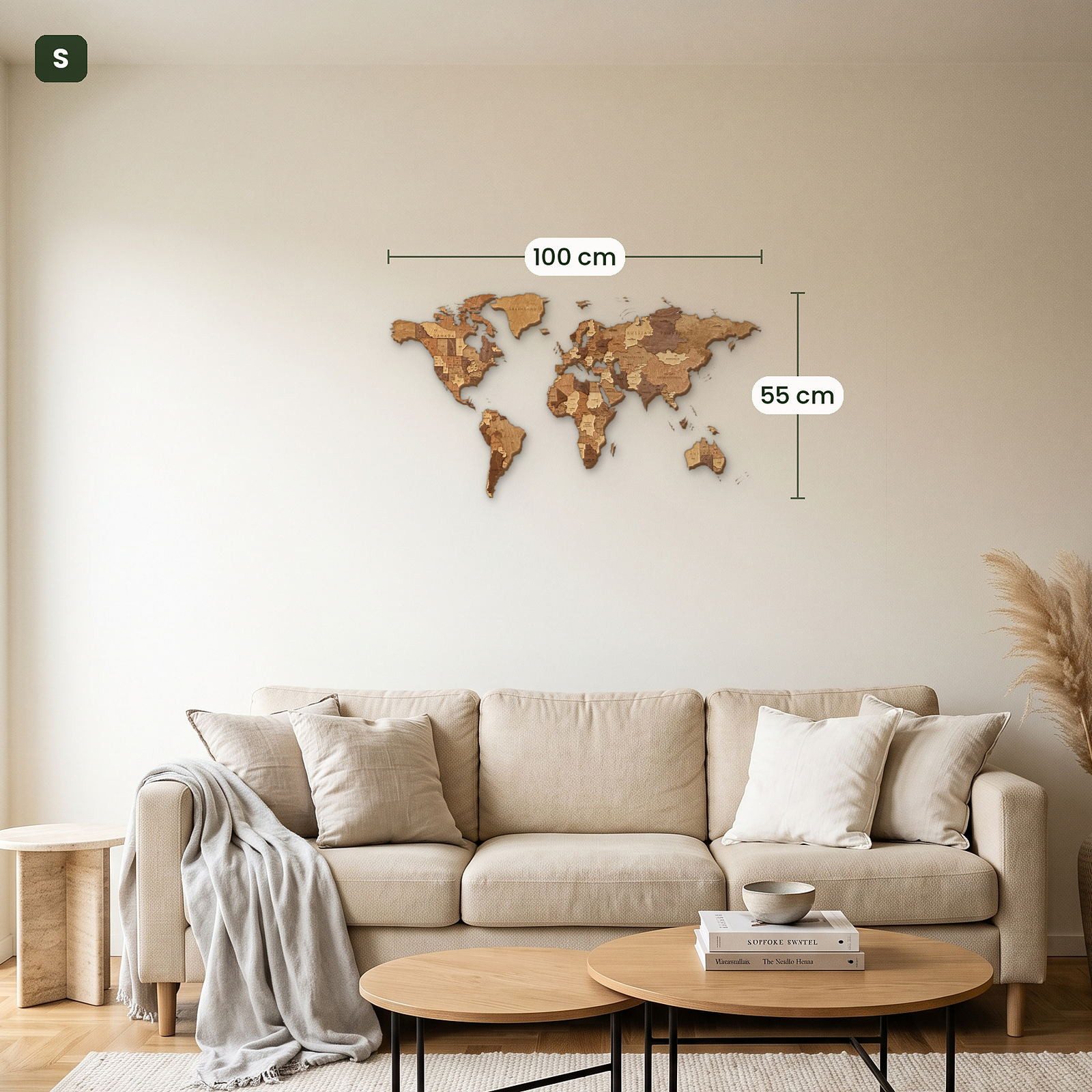 Eco Wood Art Wandbild Mehrfarbige Holz Weltkarten Wanddeko, Weltkarte