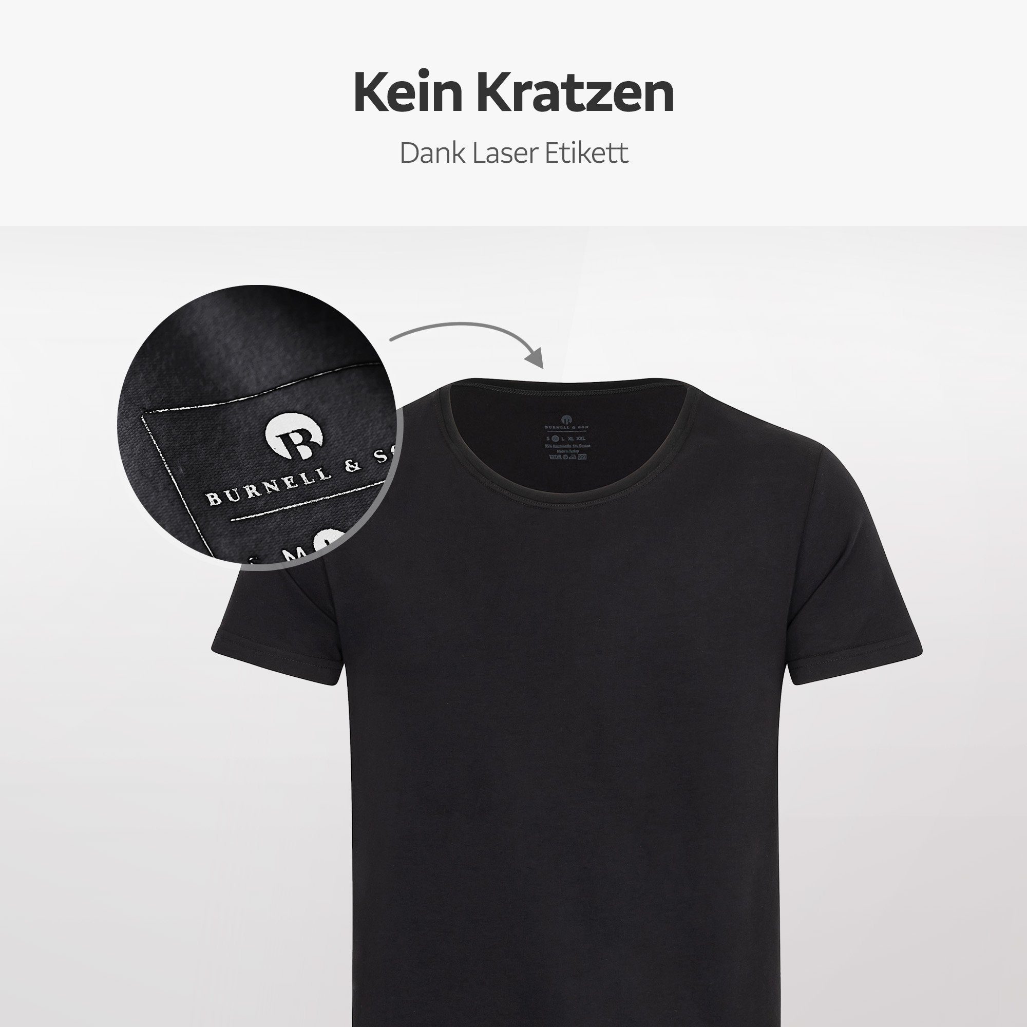 Burnell & Son Unterhemd T-Shirt Business mit Kurzarm und Rundhals für Herren aus Baumwolle (Packung, Set, Spar-Pack, Spar-Packung, Spar-Set, 3-St., 3er-Pack) Fe – Bild 4 von 5
