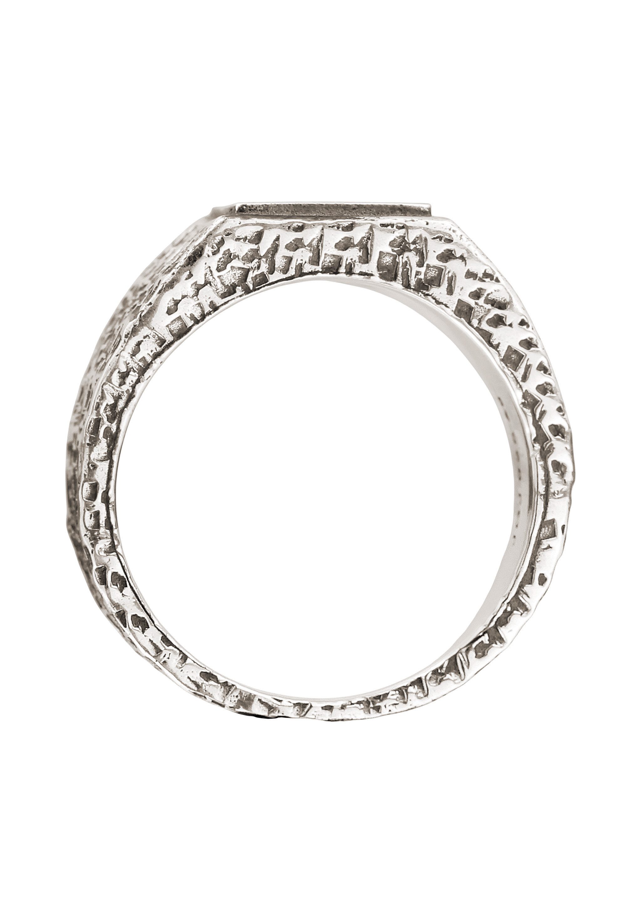 Kuzzoi Siegelring Siegelring Quadrat Strukturiert Emaille Schwarz 925 Sterling Silber