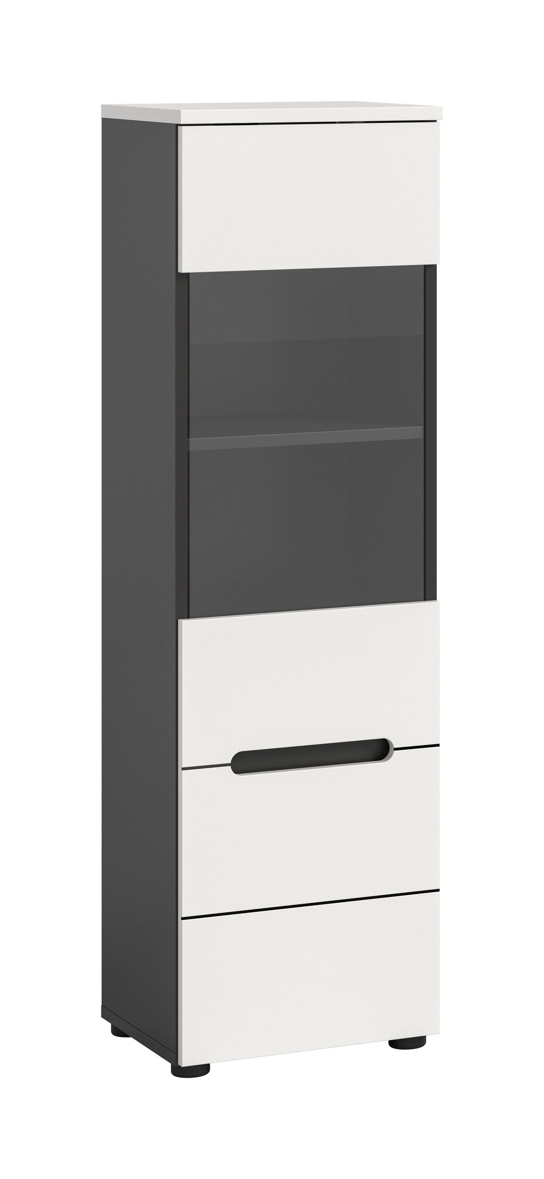 freiraum Vitrine Canu in Basalt Grau / Weiß - 36x125x33cm (BxHxT)