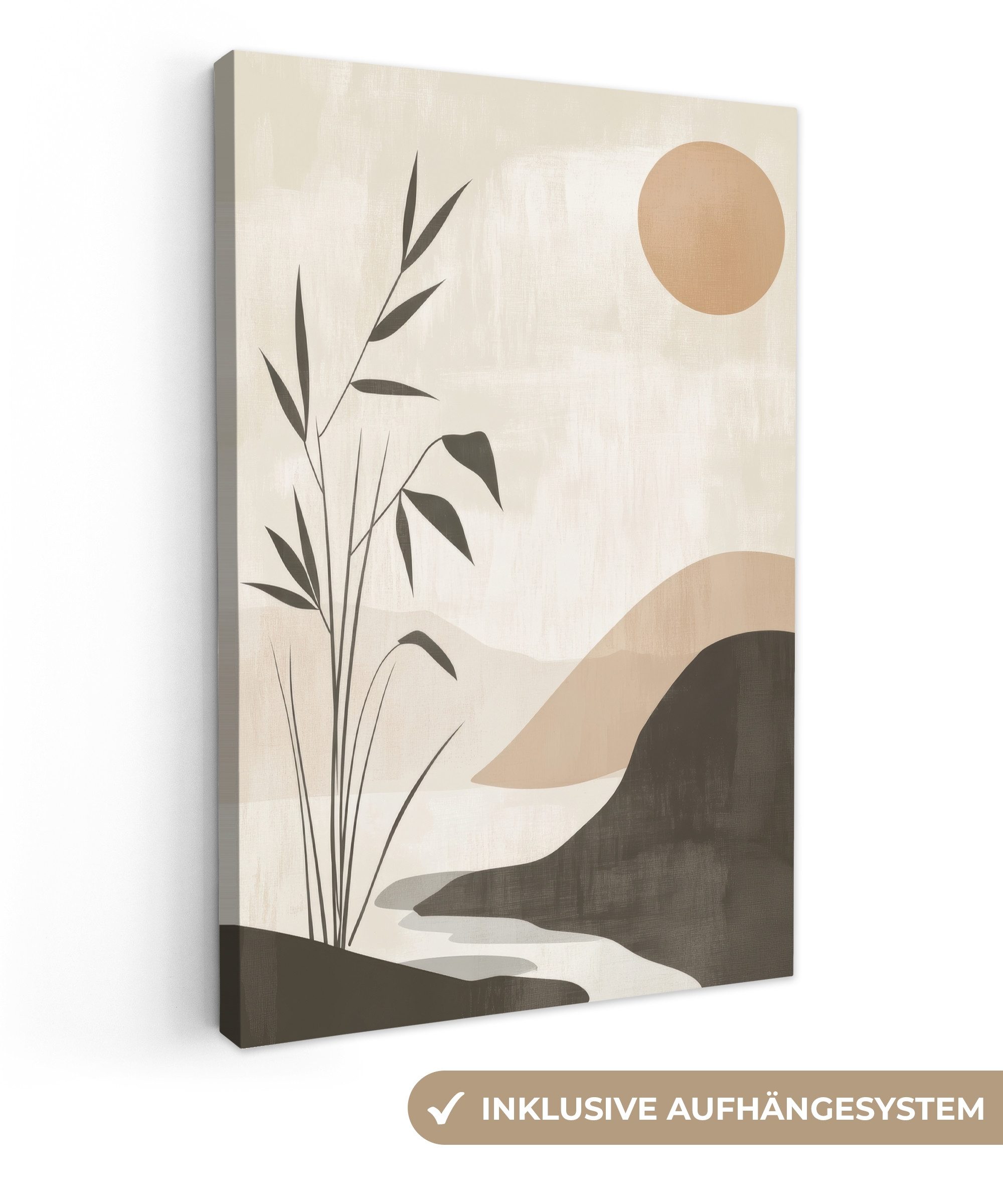 OneMillionCanvasses® Leinwandbild Japandi - Landschaft - Beige, Fotodruck ( günstig online kaufen