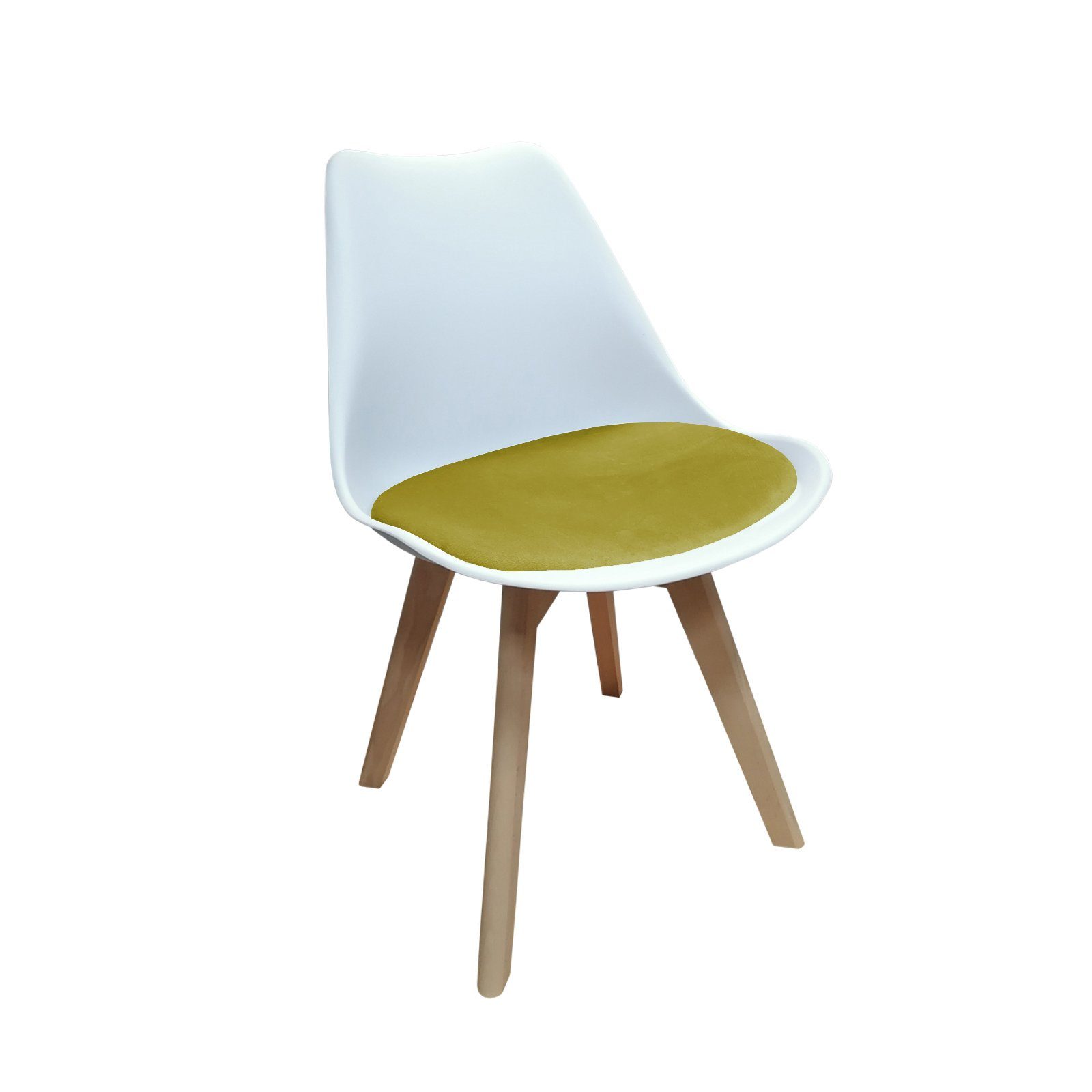 HTI-Living Esszimmerstuhl Stuhl Atlanta Weiß, Velvet Curry (Einzelstuhl, 1 St), Esszimmerstuhl Samt