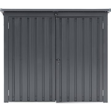 Uniprodo Gerätehaus Metall-Mülltonnenbox Mülltonnenverkleidung für 2 Tonnen (240 L), BxT: 90x289 cm