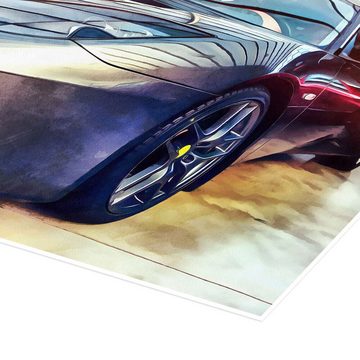 Posterlounge Poster Editors Choice, Sportwagen mit spiegelnder Oberfläche, Malerei