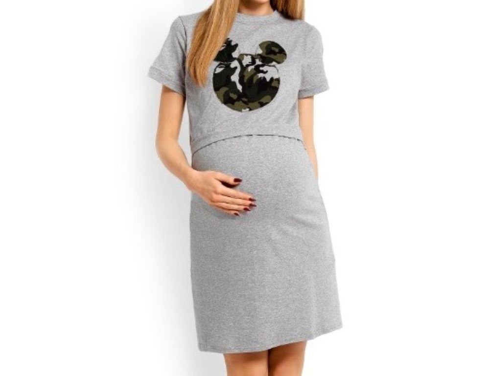 Stillnachthemd Schwangerschaft hellgrau Nachthemd PeeKaBoo Umstandsnachthemd
