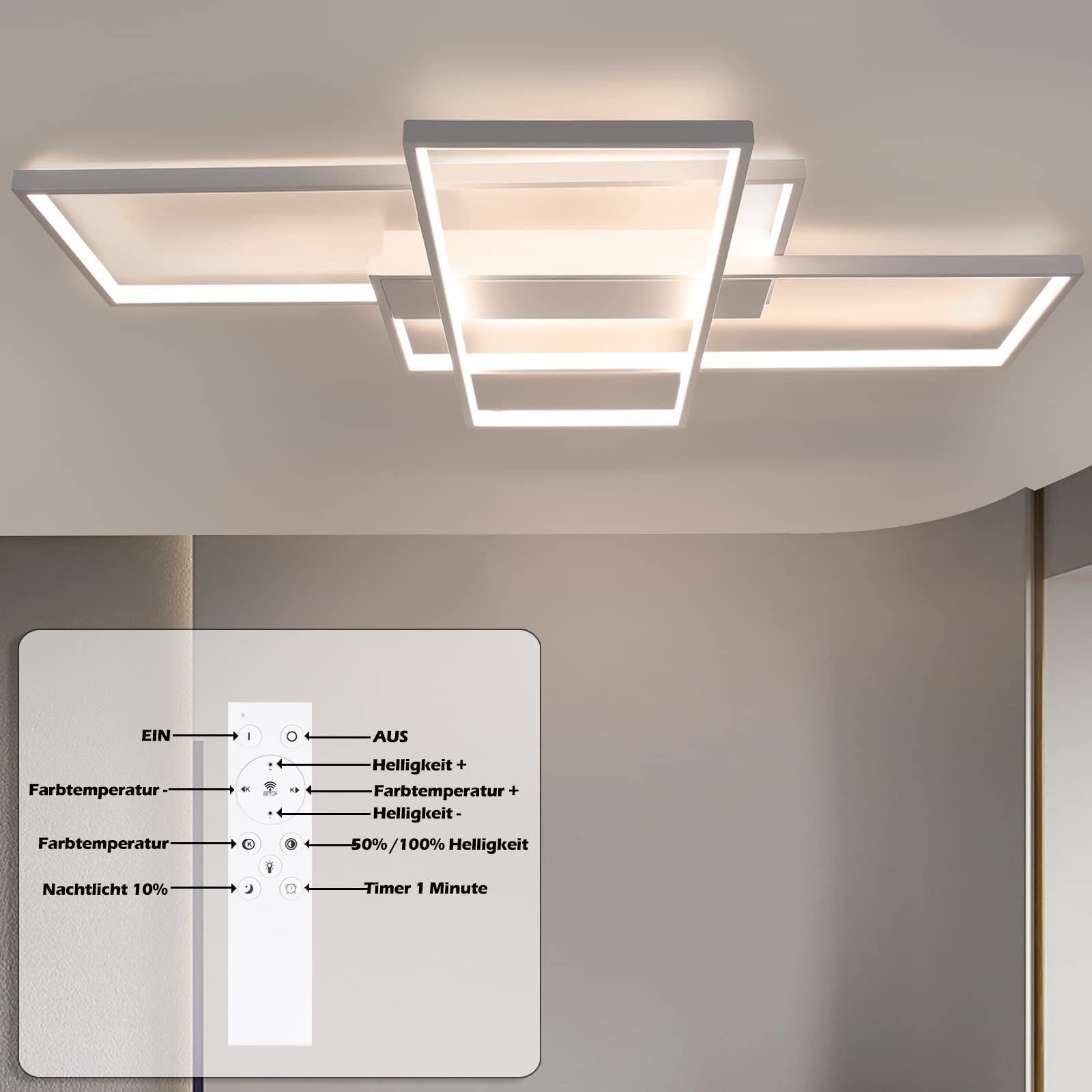 ZMH LED Deckenleuchte Modern Deckenlampe - Große Wohnzimmerlampe Dimmbar 88 günstig online kaufen