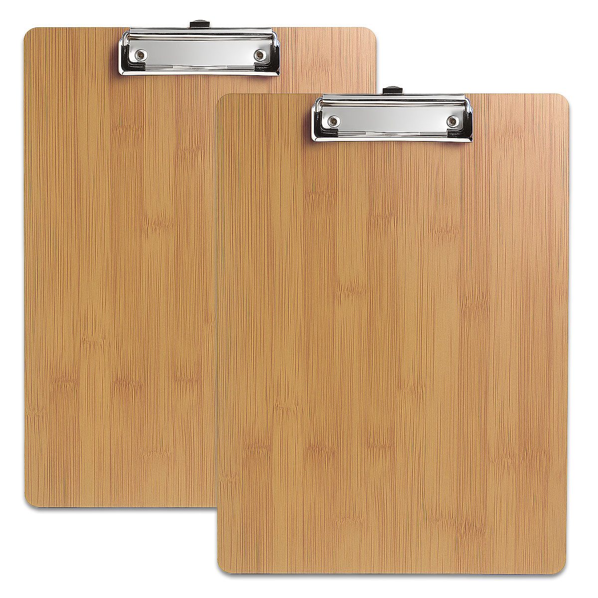 mixed24 Klemmtafel 12 Stück A4 Holz Klemmbrett 2,5 mm Holzfaserplatte Bambus Optik (12-St), Schreibunterlage Schreibbrett Schreibplatte